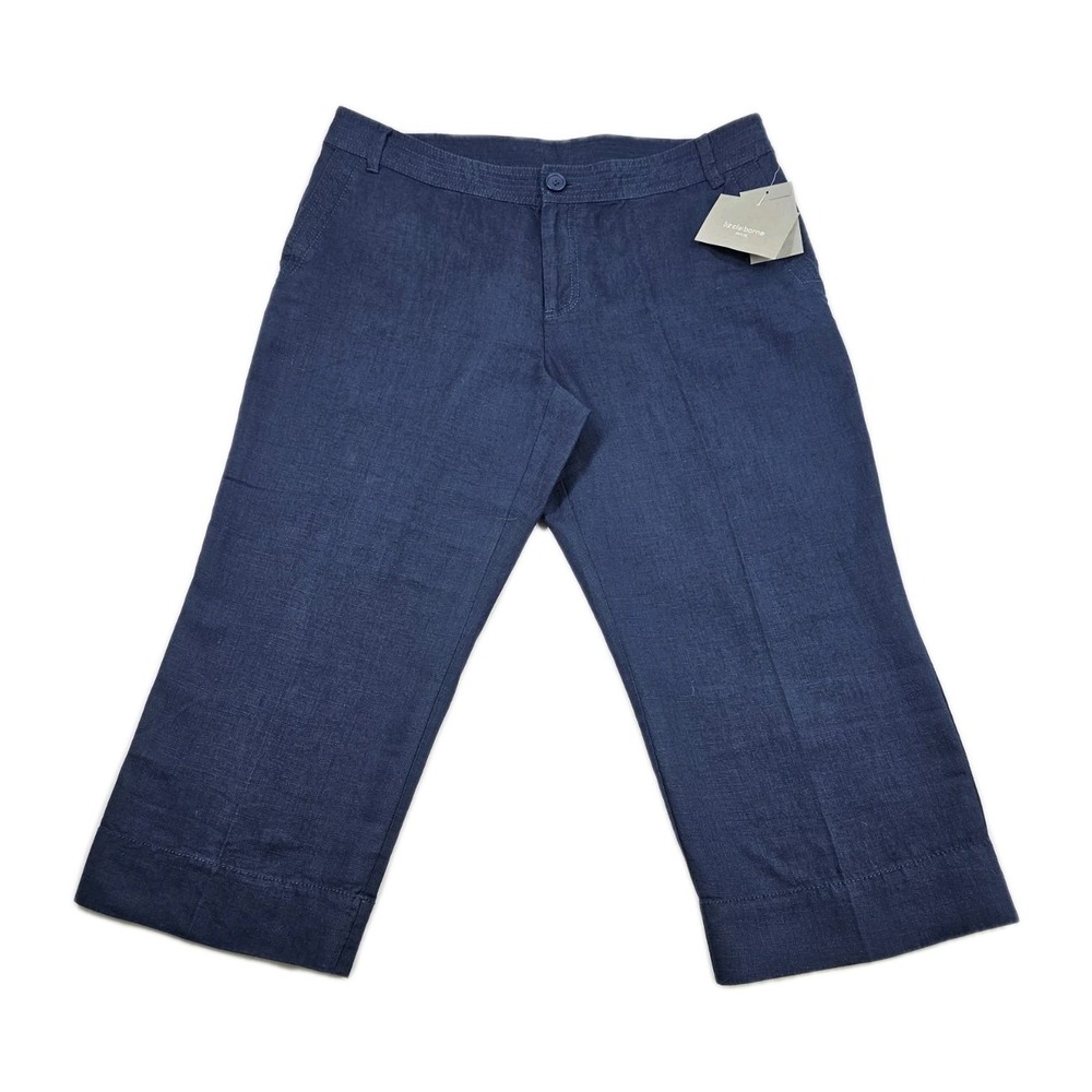 Liz Claiborne Audra Womens 14P Pants Classic Blue 429 Linen Capri LCPUW028